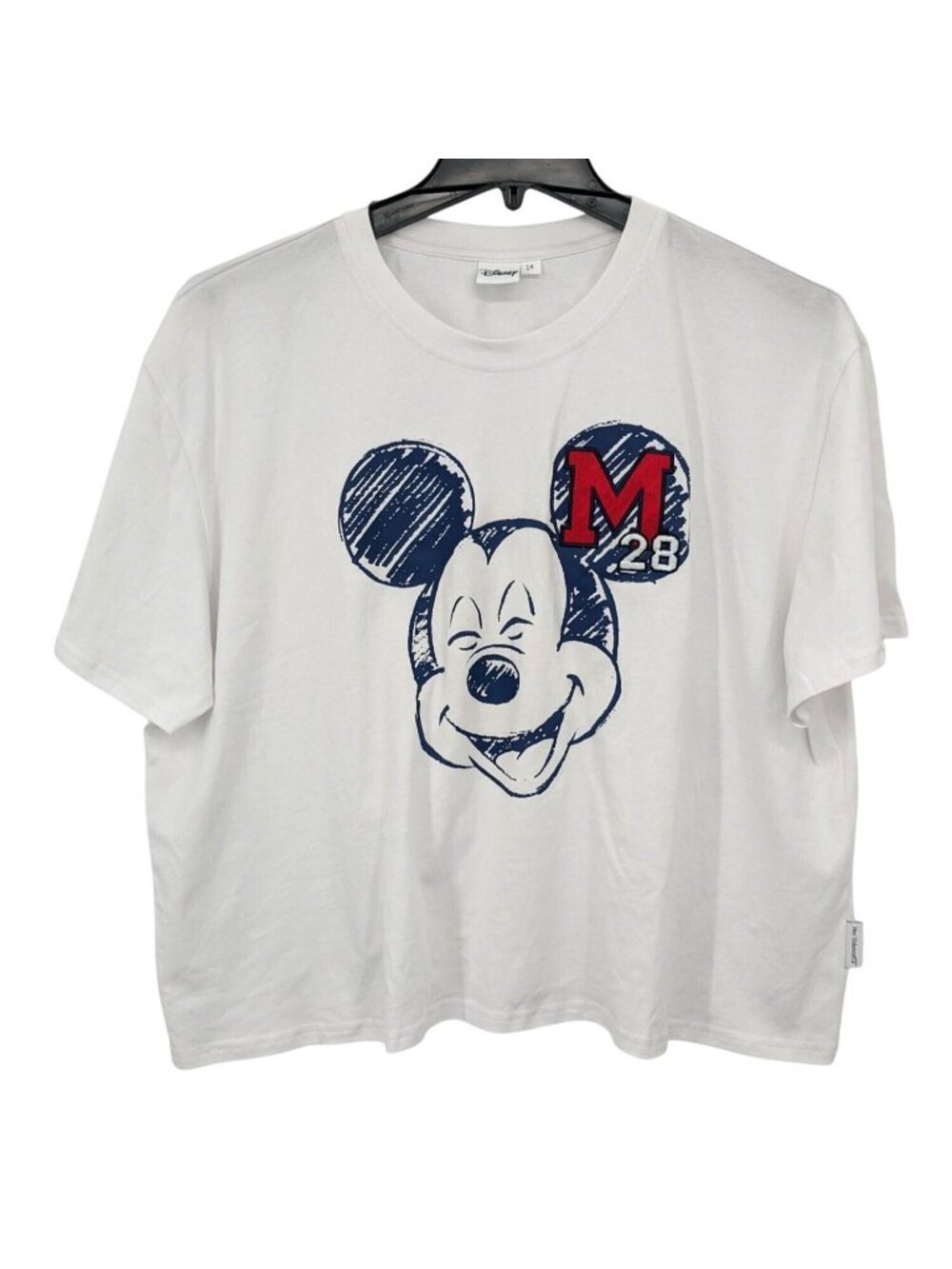 Disney Mickey Mouse Cropped T Shirt Crewneck Embroidered M28 Retro Plus 2XLarge